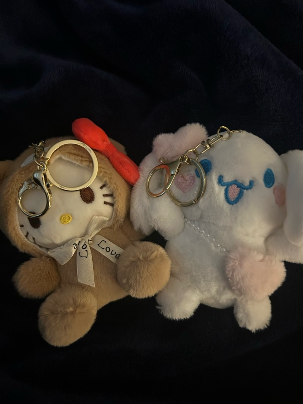 Hello Kitty and Cinnamoroll Plush Keychains